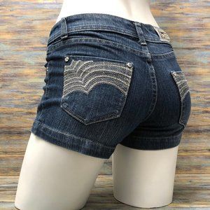 B.B. Jeans Womens Jean Shorts Rhinestone Buttons Accent Pockets Size 3